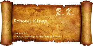 Rohony Kinga névjegykártya